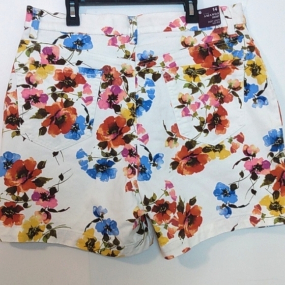 GLORIA VANDERBILT DREAM GARDEN VINTAGE WHITE HIGH RISE AMANDA SHORTS SIZE 14 NWT - Picture 6 of 6